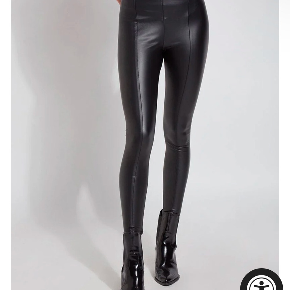 Lysse Black Faux Leather hi waist Leggings NWT
